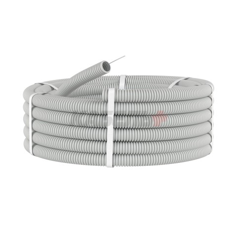 Труба ПВХ гибкая гофр. д.16мм, тяжёлая с протяжкой, 100м, цвет серый DKC