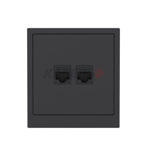 Компьютерная розетка RJ-45 без шторки, кат.5е двойная, KANT, черный уголь DKC