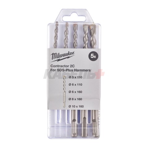 Набор_Буры SDS-plus Contractor 2C (5/6х110, 6/8/10х160 мм) -5 шт, MILWAUKEE