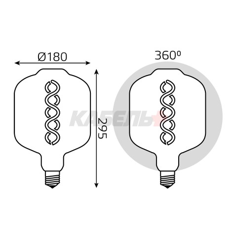 Лампа Gauss Filament DL180 8W 300lm 2400К Е27 gray flexible LED 1/6