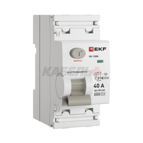 Выключатель дифференциального тока ВД-100N 2P 40А 30мА тип AC эл-мех 6кА PROXIMA EKF