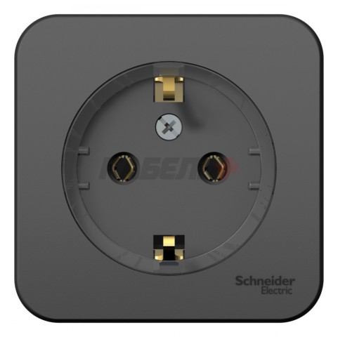 BLANCA О/У РОЗЕТКА с заземлением без шторок, (КОМПАКТ) ИЗОЛ.ПЛ., 16А, 250В, АНТРАЦИТ