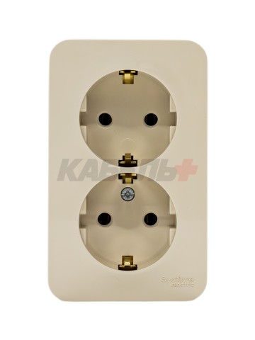 BLANCA О/У РОЗЕТКА двойная с заземлением без шторок, ИЗОЛ.ПЛ., 16А, 250В, БЕЖЕВЫЙ