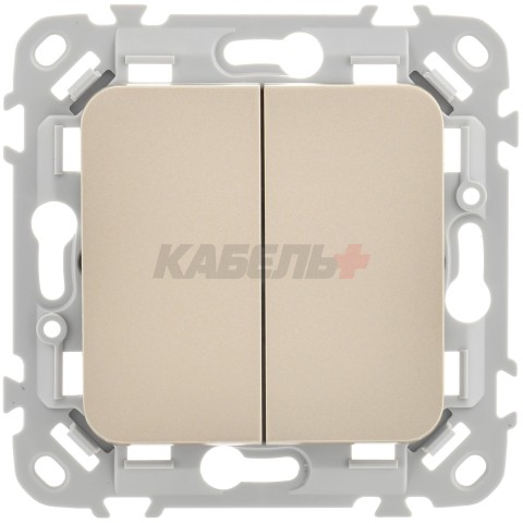 FLITE Выключатель 2-клавишный 10А ВС12-1-0-ФлШ шампань IEK