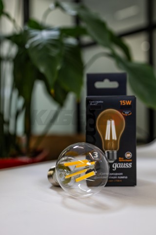 Лампа Gauss Filament А60 15W 1400lm 2700К Е27 LED