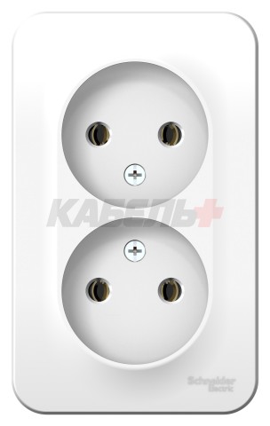 BLANCA О/У РОЗЕТКА двойная без заземления без шторок, ИЗОЛ.ПЛ., 16А, 250В, БЕЛЫЙ
