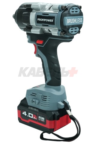 Аккумуляторный бесщеточный ударный гайковерт E0186 PROFIPOWER T-900N (20В, Li-ion-1шт, 4.0Ач, 900Нм, ударные головки 17/19/21мм, З/У, в кейсе)
