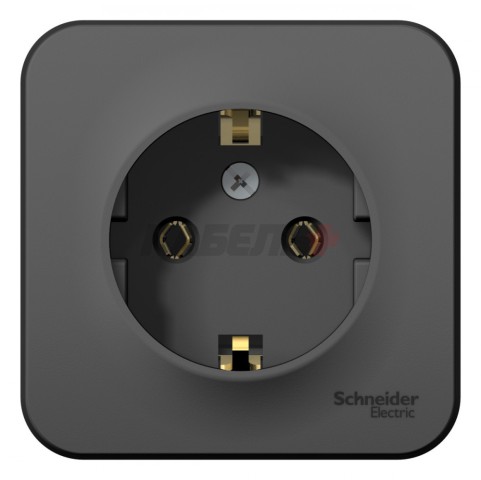 BLANCA О/У РОЗЕТКА с заземлением без шторок ИЗОЛ.ПЛ., 16А, 250В, АНТРАЦИТ