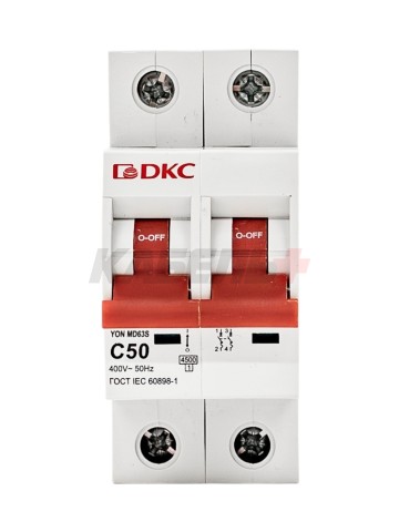 Автоматический выключатель YON max типа MD63S, 4,5кА, 2 полюса, хар-ка C, 50А DKC