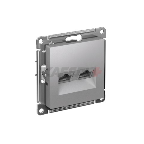 ATLASDESIGN РОЗЕТКА двойная компьютерная RJ45+RJ45 кат. 6А, механизм, АЛЮМИНИЙ