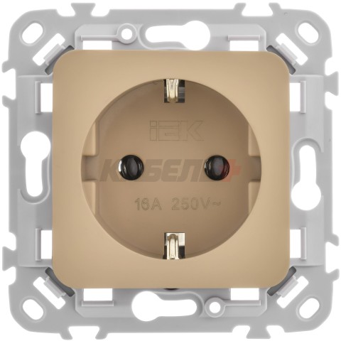 FLITE Розетка с заземлением без защитных шторок безвинтовое крепление 16А РС11-1-ФлХ хаки IEK
