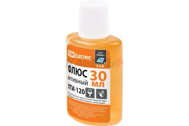 Флюс активный ЛТИ-120, кислотный, 30 мл, дозатор, инд. упаковка, серия "Алмаз" TDM