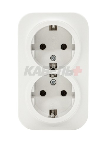 GLORY Розетка 2-местная для открытой установки с заземлением без защитных шторок 16А РС22-3-ХБм белый матовый IEK
