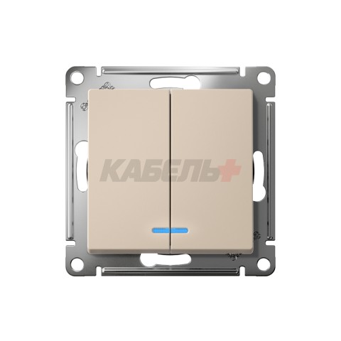ATLASDESIGN 2-клавишный ВЫКЛЮЧАТЕЛЬ с подсветкой, сх.5а, 10АХ, механизм, ПЕСОЧНЫЙ