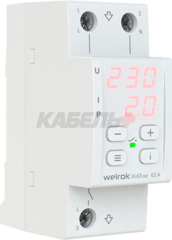 Реле напряжения с контролем тока Welrok VI-63 red