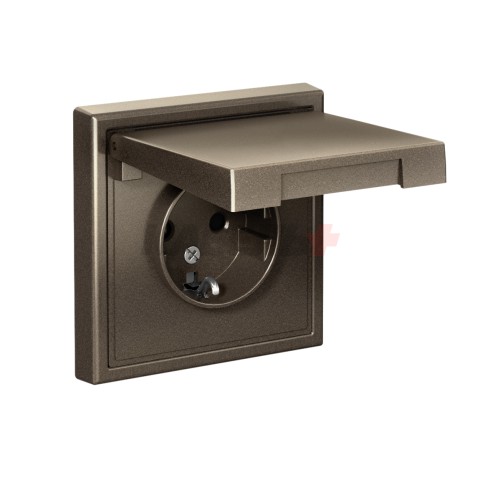 ARTGALLERY РОЗЕТКА с заземл. со шторк. с крышкой, 16А, IP20, механизм, МОККО