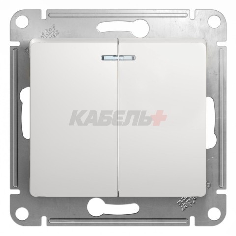 Выключатель 2-клавишный, с подсветкой Schneider Electric Glossa GSL000153 Белый