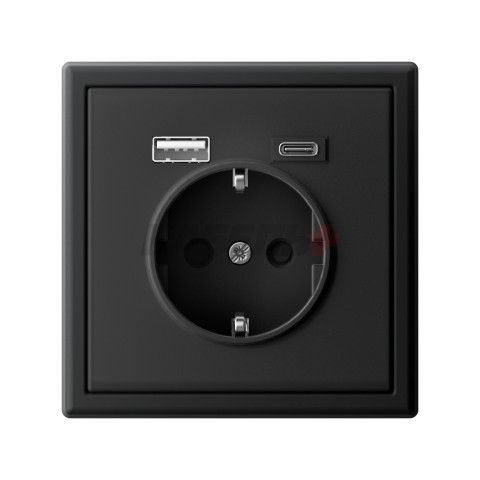 ARTGALLERY РОЗЕТКА 16А с 2 USB A+C, 5В/2,4А/3,0А, 2х5В/1,5А, механизм, КАРБОН