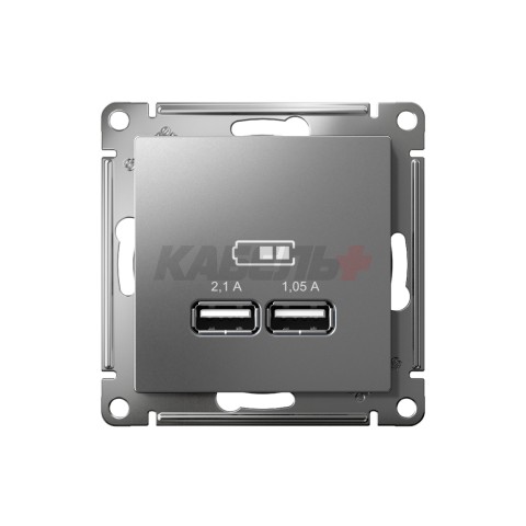 ATLASDESIGN USB РОЗЕТКА A+A, 5В/2,1А, 2х5В/1,05А, механизм, СТАЛЬ