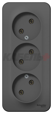 BLANCA О/У РОЗЕТКА 3-ая без заземления без шторок, ИЗОЛ.ПЛ., 16А, 250В, АНТРАЦИТ