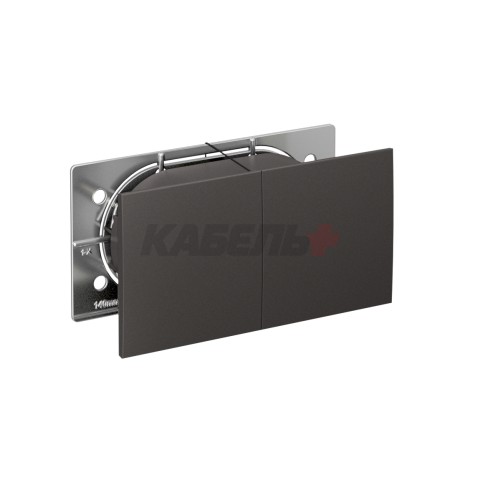 ATLASDESIGN РОЗЕТКА двойная с заземлением со шторками со сдвижными крышками, 16А, в сборе, БАЗАЛЬТ