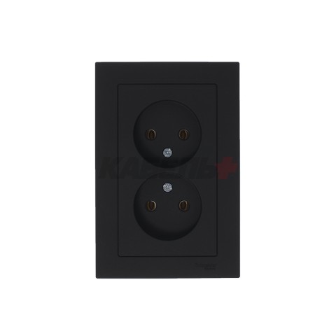 ATLASDESIGN РОЗЕТКА двойная без заземления, 16А, в сборе, КАРБОН