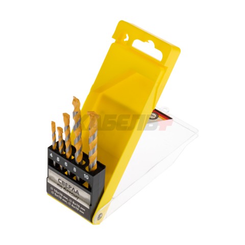 Набор сверл по бетону 4-5-6-8-10мм, пластиковый кейс KRANZ