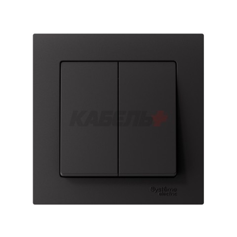 ATLASDESIGN 2-клавишный ВЫКЛЮЧАТЕЛЬ, сх.5, 10АХ, в сборе, быстрозажим. клем., КАРБОН