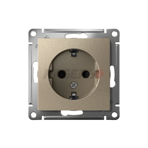ATLASDESIGN РОЗЕТКА с заземлением со шторками, 16А, механизм, ШАМПАНЬ