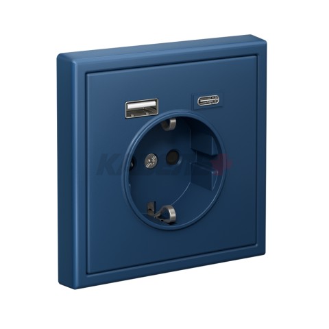 ARTGALLERY РОЗЕТКА 16А с 2 USB A+C, 5В/2,4А/3,0А, 2х5В/1,5А, механизм, АКВАМАРИН