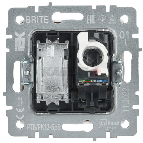 BRITE Розетка двойная TV+RJ45 кат.5E РТВ/РК12-БрБ белый IEK