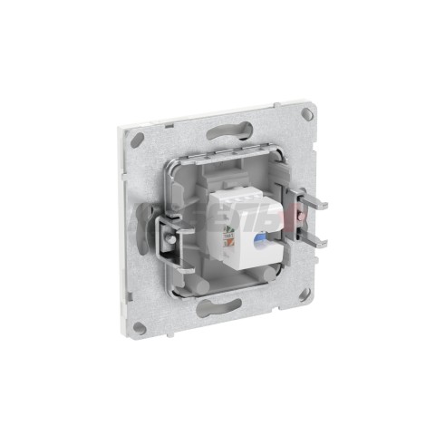 Компьютерная розетка RJ-45 без шторки, кат.5е одинарная, KANT, белый песок DKC