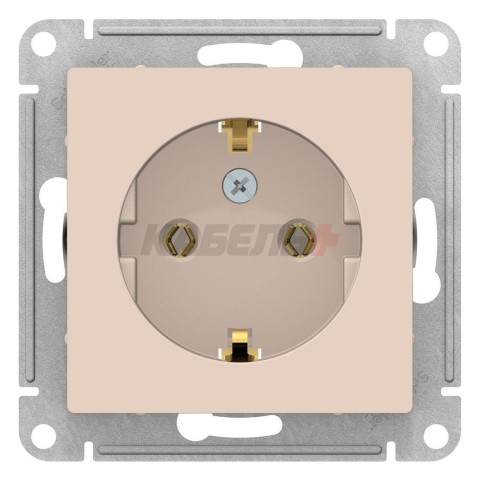 Розетка с заземлением, 16А, механизм, Бежевый