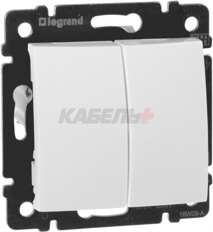 Valena - Выключатель двухклавишный белый