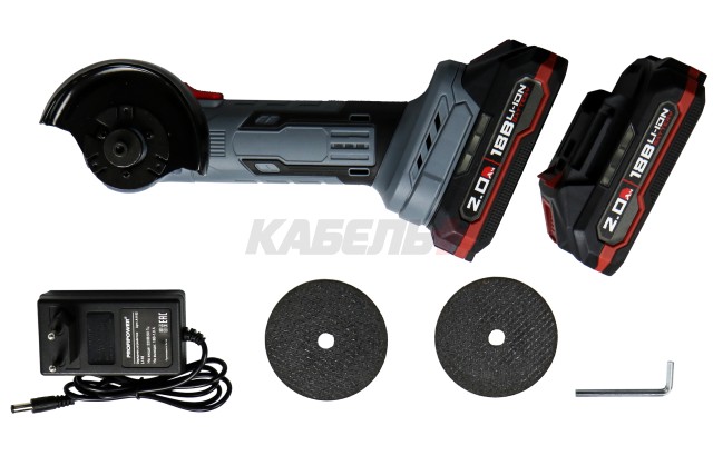 Аккумуляторная бесщеточная МИНИ УШМ PROFIPOWER DGA-18B (18В, 76мм, Li-ion-2шт, 2.0Ач, 0-20000об/мин, З/У,в кейсе)