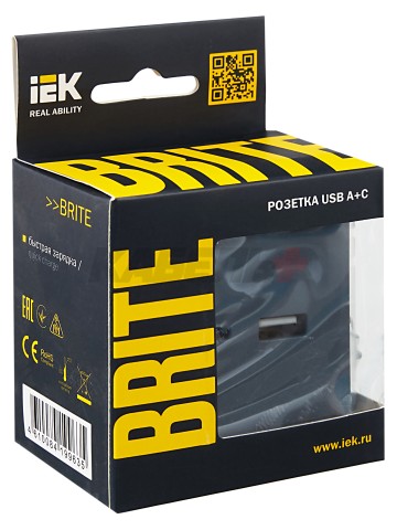 BRITE Розетка USB A+C 18Вт РЮ11-1-БрМ маренго IEK