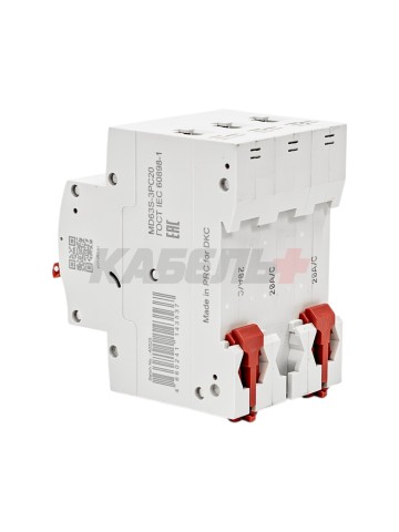 Автоматический выключатель YON max типа MD63S, 4,5кА, 3 полюса, хар-ка C, 20А DKC