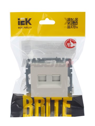 BRITE Розетка компьютерная двойная кат.5E RJ45 РК10-2-БрЖ жемчуг IEK