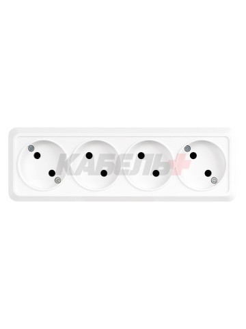Розетка 4-х местная горизонтальная 2П открытой установки IP20 10A белая "Ладога" TDM