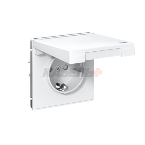 ARTGALLERY РОЗЕТКА с заз.со шт.с крышк, 16А, IP44, механизм, быстрозажим. клем., БЕЛЫЙ