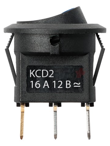 KCD2-101N-2 12В AC/DC, 1P, 16А, (3с), ON-OFF, черный с синей точечной LED подсветкой TDM