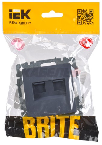 BRITE Розетка двойная RJ11+RJ45 кат.5E РК/Т12-БрМ маренго IEK