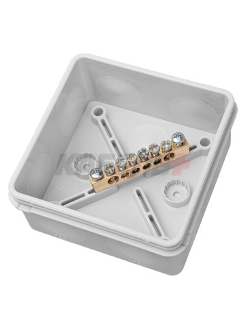 Коробка уравнивания потенциалов( КУП) двухкомп ОП 80х80х40 мм,шина 6х9,6гр.,IP66,  инд. ш/к TDM.