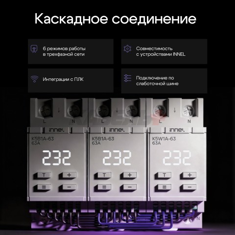 Реле напряжения и тока K5B1A для однофазных и трехфазных сетей 32А