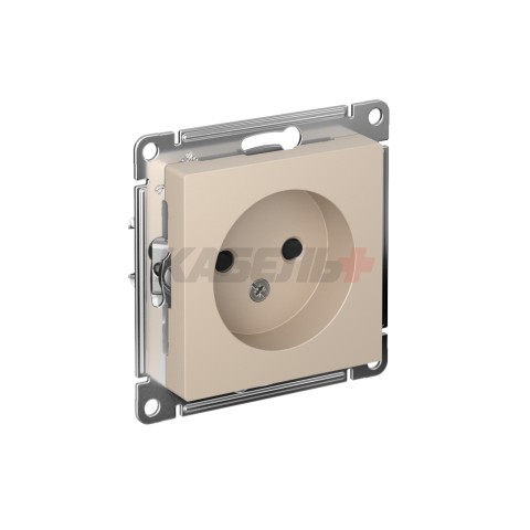 ATLASDESIGN РОЗЕТКА без заземления со шторками, 16А, механизм, ПЕСОЧНЫЙ