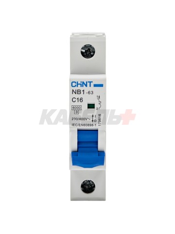 Автоматический выключатель NB1-63 1P 16A 6kA х-ка C (DB) (R)