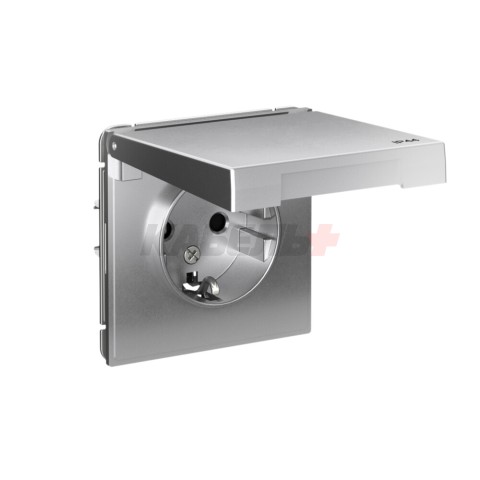 ARTGALLERY РОЗЕТКА с заземл. со шт. с крышк, 16А, IP44, механизм, АЛЮМИНИЙ