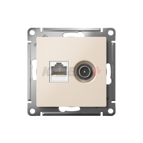 ATLASDESIGN РОЗЕТКА двойная ТВ + компьютерная RJ45 кат. 5e, механизм, БЕЖЕВЫЙ