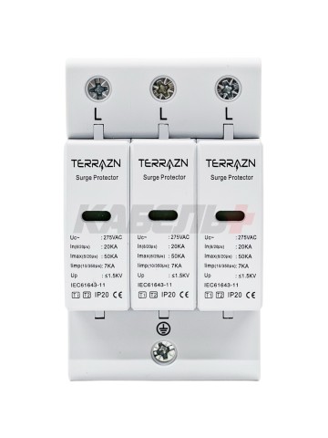 УЗИП/SPD-T1T2-3P, AC275V, 7KA(10/350us), 20-50KA(8/20)us Up<1,5KV