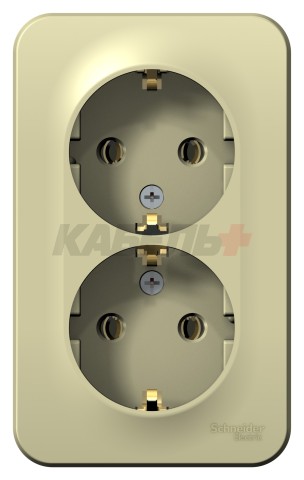 BLANCA О/У РОЗЕТКА двойная с заземлением без шторок, ИЗОЛ.ПЛ., 16А, 250В, БЕЖЕВЫЙ